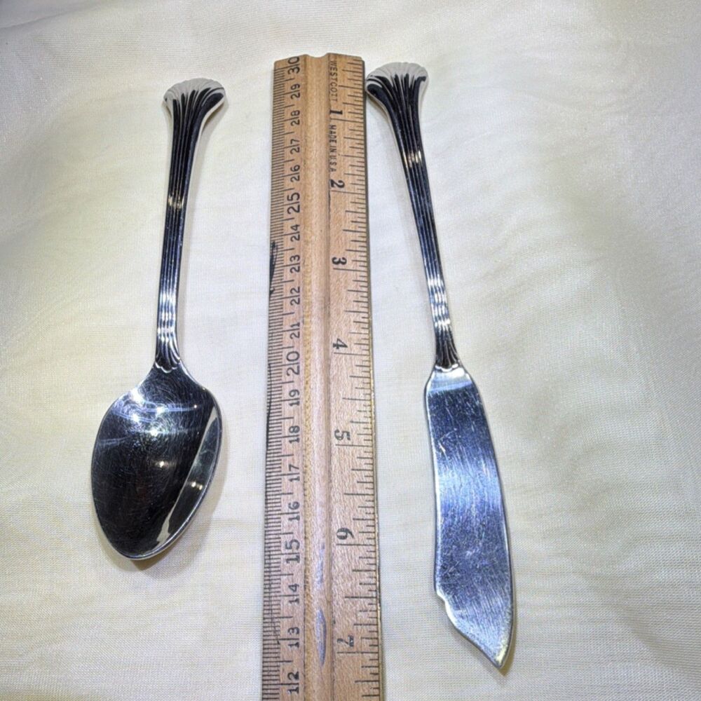 Gorham 18/8 Stainless Nouveau Pattern Teaspoon And Butter Knife